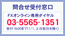 問合せ受付窓口 FXオンライン専用ダイヤル 0355651351